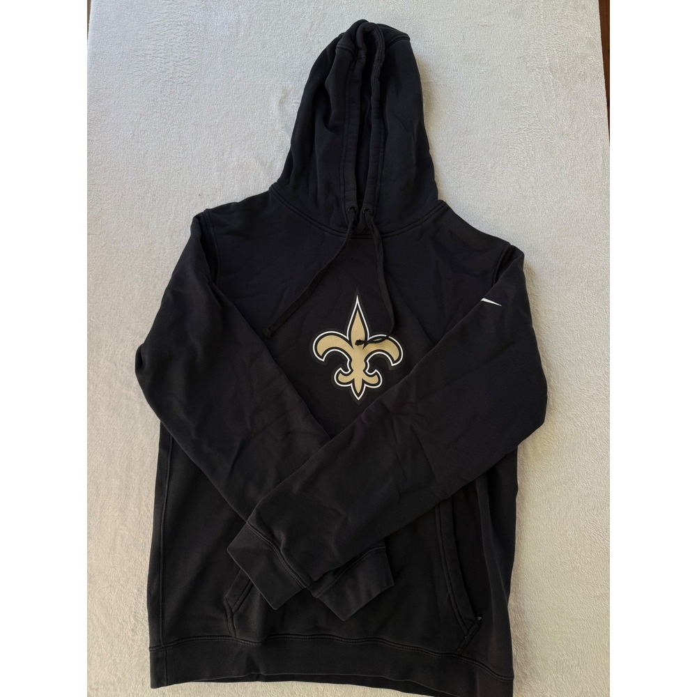 Nike New Orleans Saints Hoodie Mens Medium Black Cotton Blend Fleece Pullover